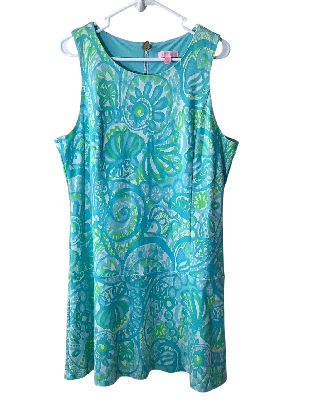 Lilly Pulitzer Sleeveless Blue Green Patterned Shift Dress